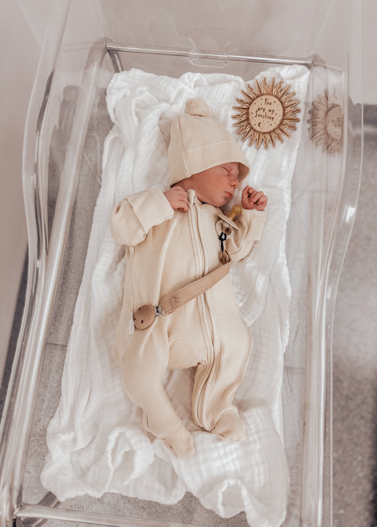 NEW My First Outfit - Footed Overalls & Beanie Set - Caramilk