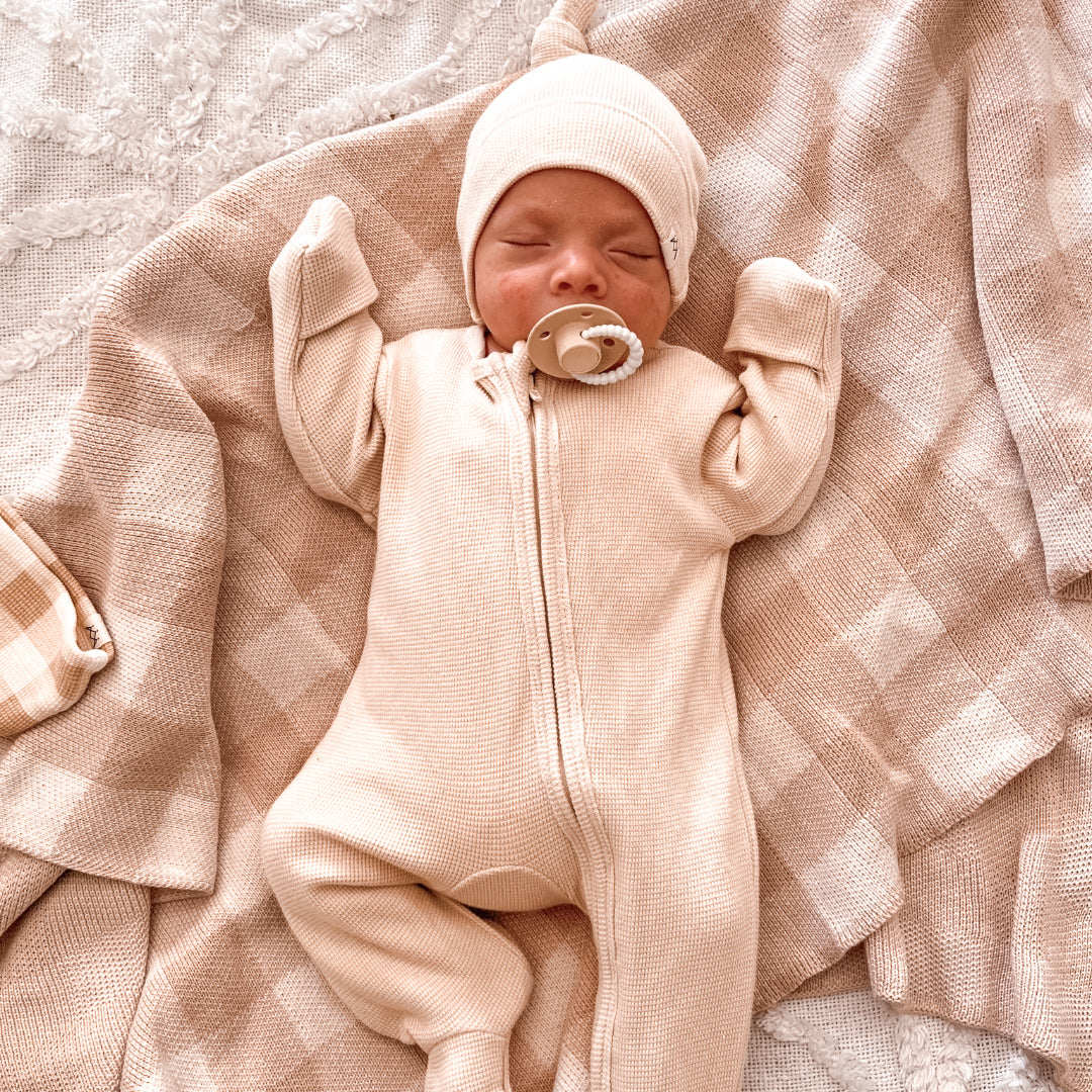 NEW My First Outfit - Footed Overalls & Beanie Set - Caramilk