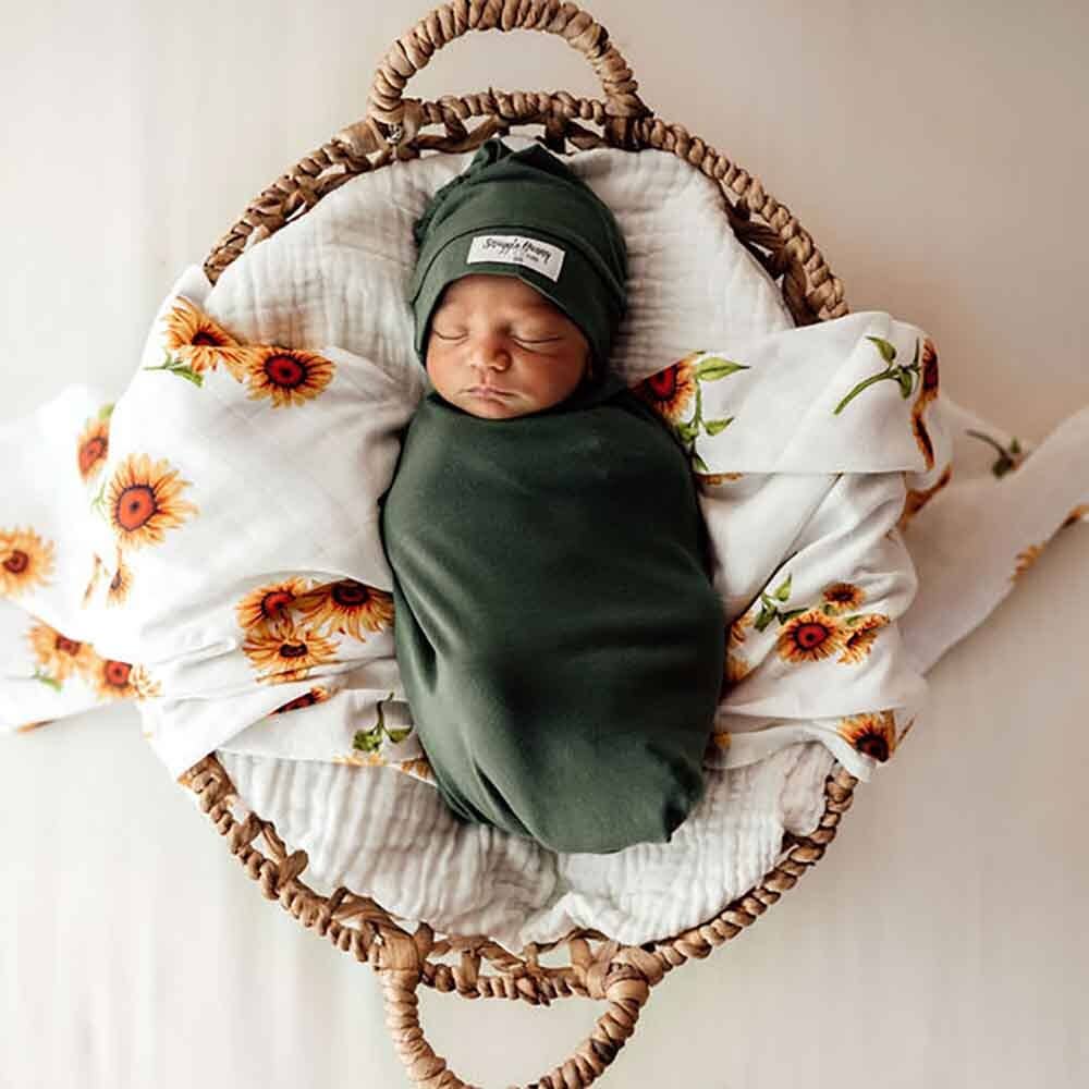 Olive Snuggle Swaddle & Beanie Set