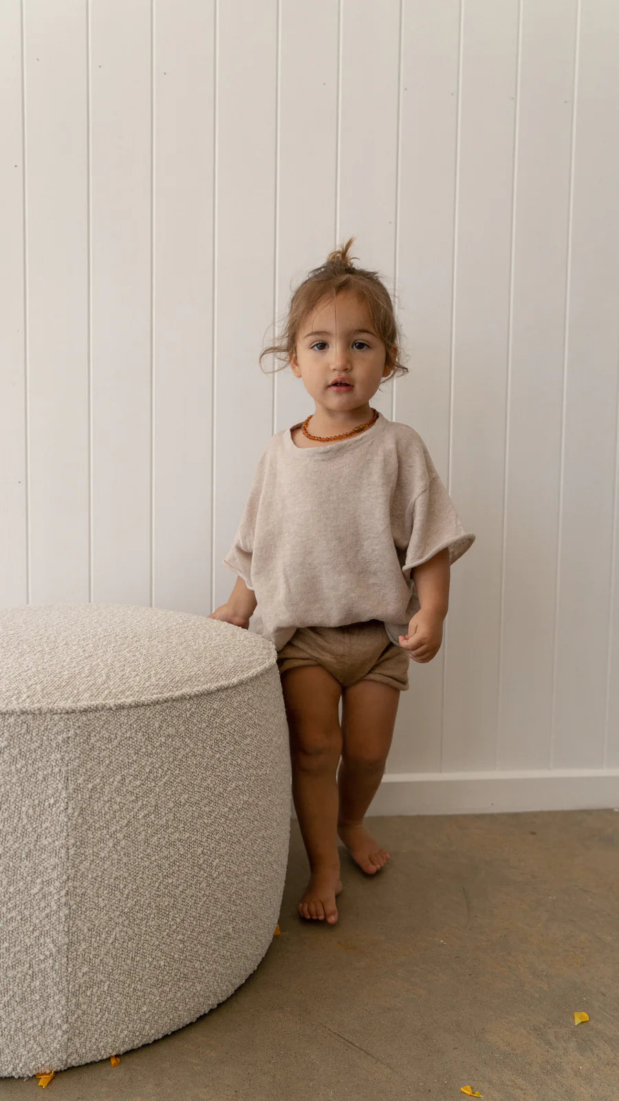 Linen weave short Coffee