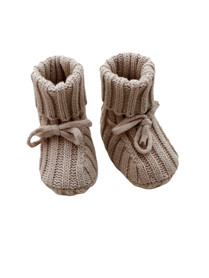Ribbed Baby Booties - Beige