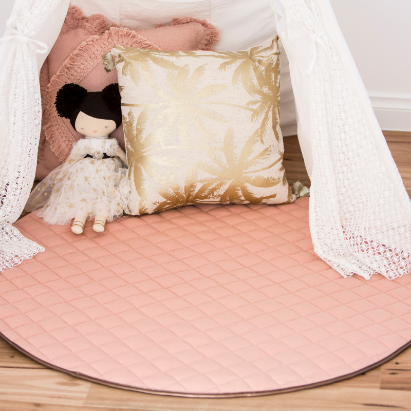 Quilted Cotton Play Mat | Dusty Pink