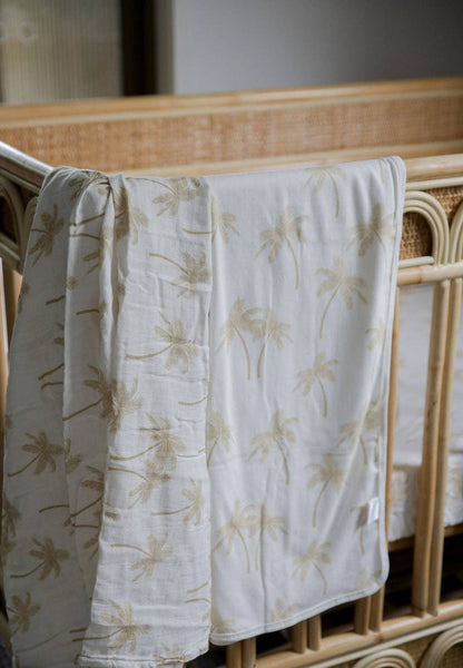 Cotton & Bamboo Swaddle - Tan Palm Tree