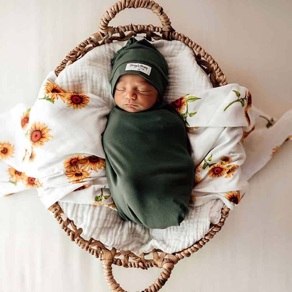 Olive Snuggle Swaddle & Beanie Set