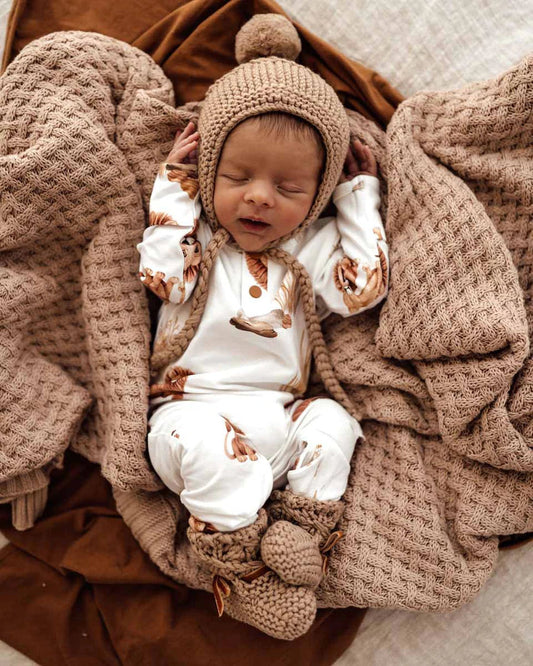 Fawn Merino Wool Bonnet & Booties