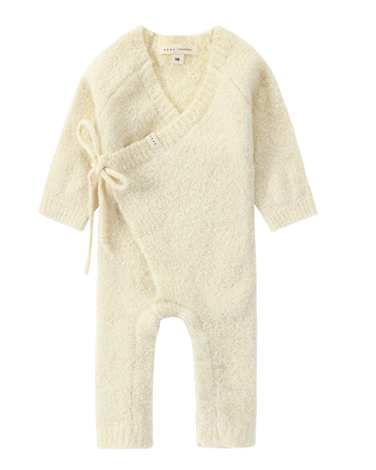 boucle baby kimono overall suit. milk