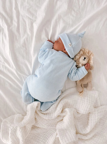 My First Outfit - Onesie & Beanie Set - Baby Blue