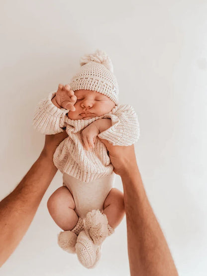 My First Beanie & Booties Set - Oat