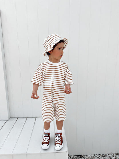 ROOMY ROMPER - CARAMEL STRIPES