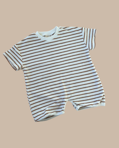 ROOMY ROMPER - CARAMEL STRIPES