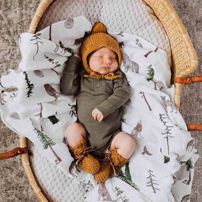 Bronze Merino Wool Bonnet & Booties