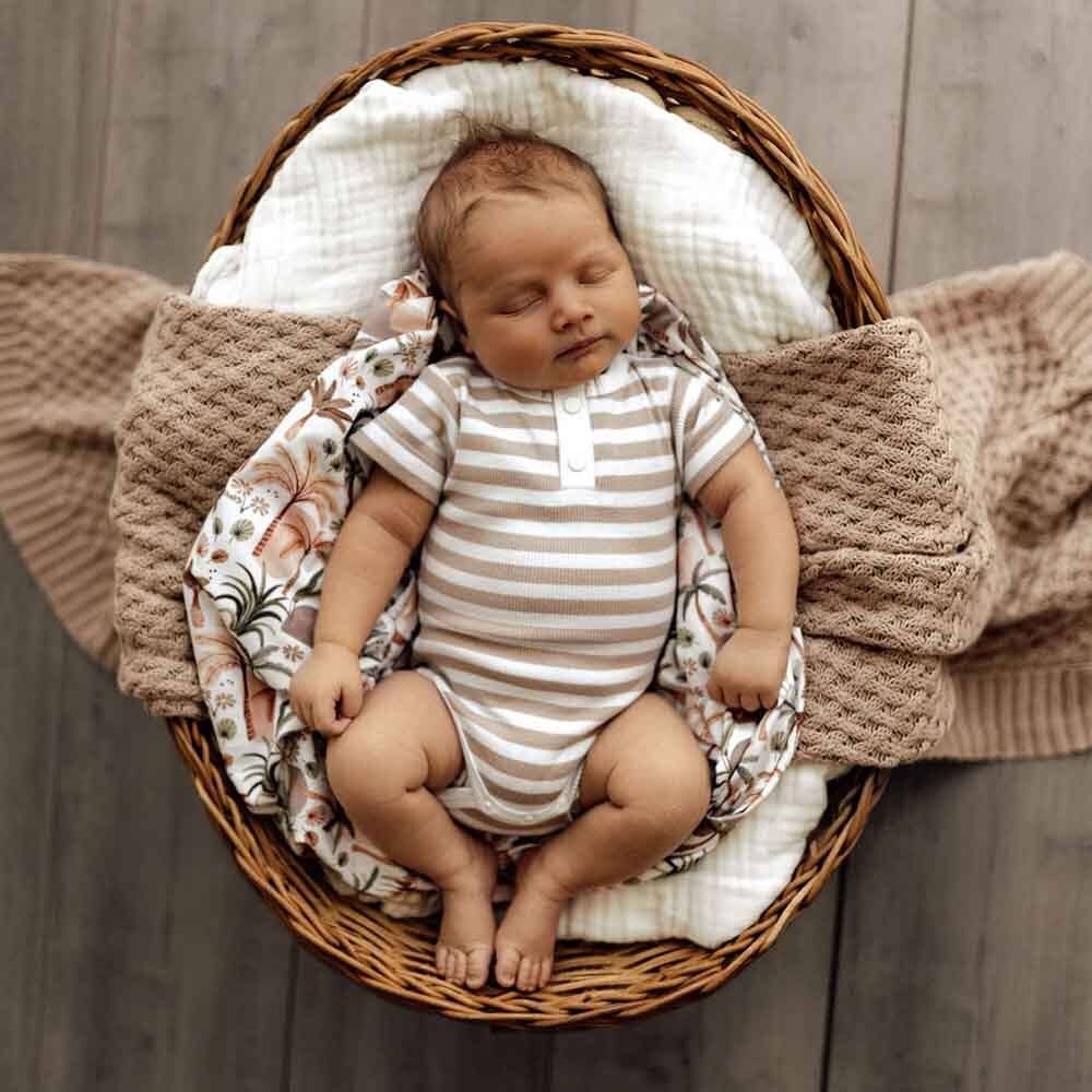 Pebble Stripe Short Sleeve Organic Bodysuit