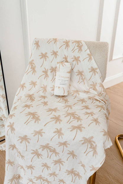 Cotton & Bamboo Swaddle - Tan Palm Tree