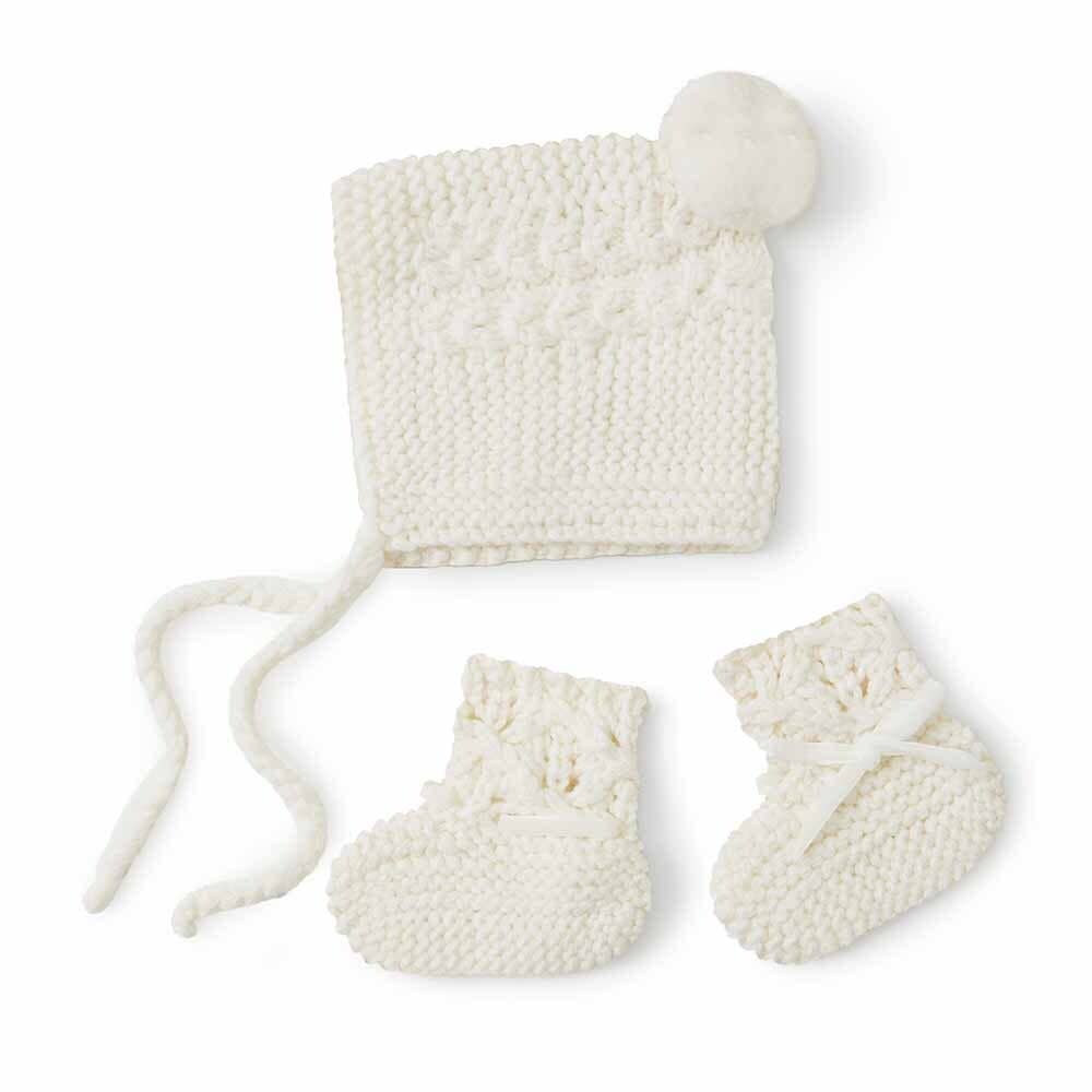 Ivory Merino Wool Bonnet & Booties