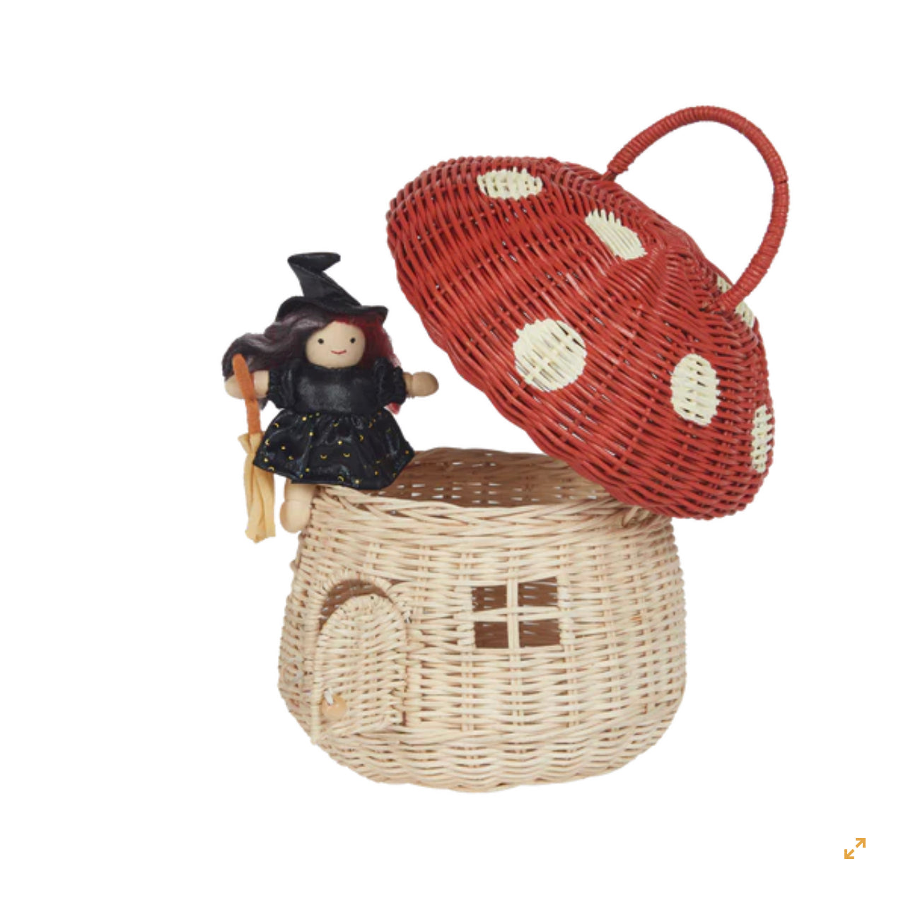 RATTAN MUSHROOM BASKET RED